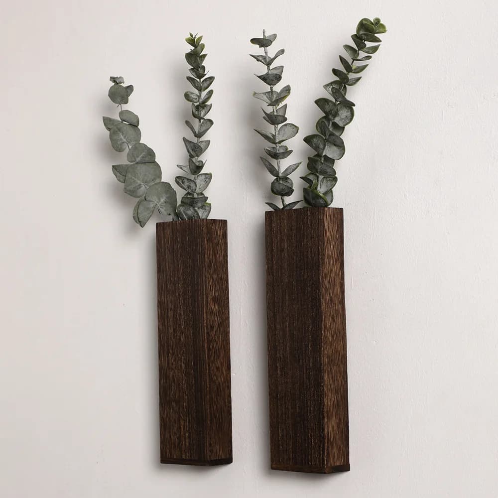 Vasi da Parete in Legno, Decorazioni Murali, Piante Artificiali, Portapiante in Legno, Vaso a Tasca da Parete Sospeso per Soggiorno