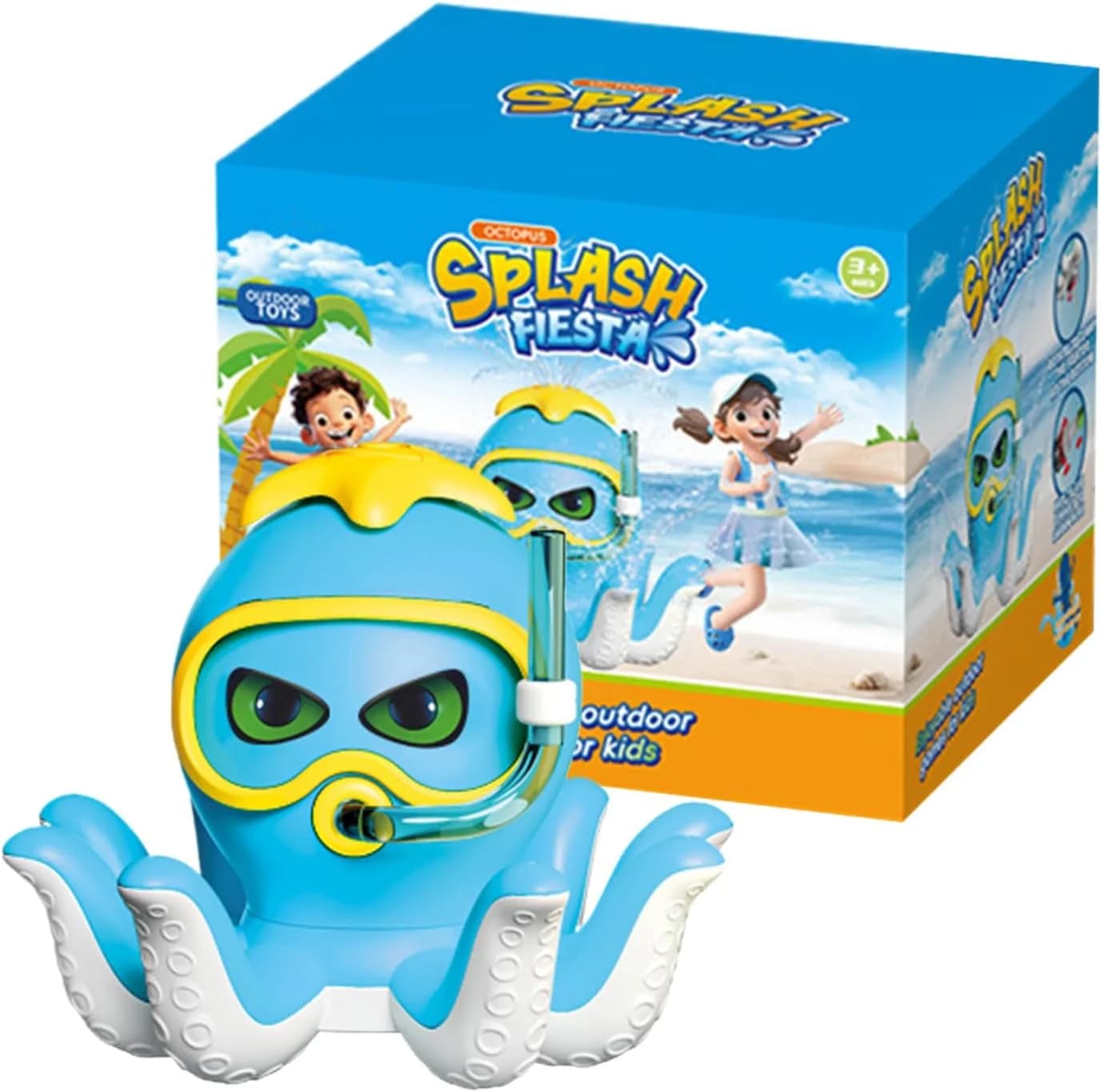 Giocattolo Spruzzatore a Forma di Polpo, Design Subacqueo, Spruzzo Rotante, Blu Cartone Animato, Gioco d'Acqua Estivo per Bambini, Gioco da Giardino