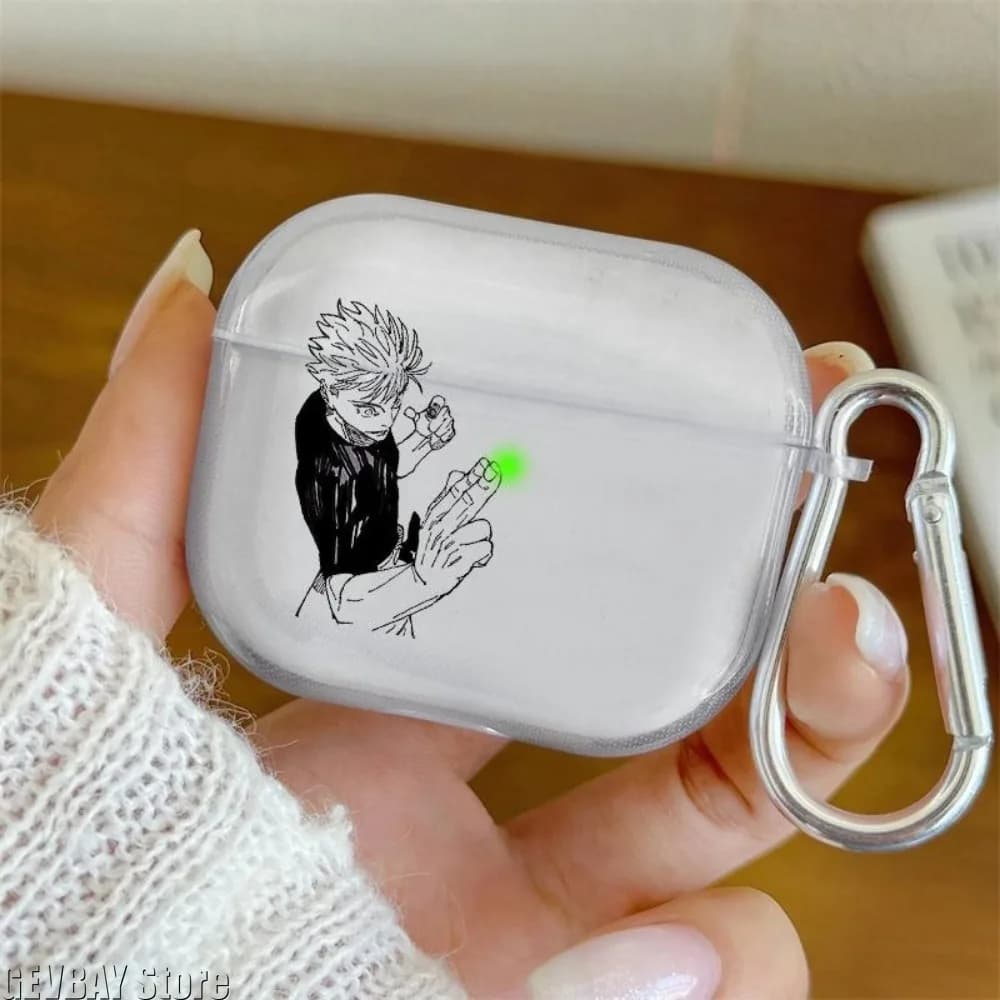 Anime Gojo Satoru Transparent Case for Airpods Pro 3 2 1 4, TPU Cover for Auricolari with Sympathians Japanese Soul Cards