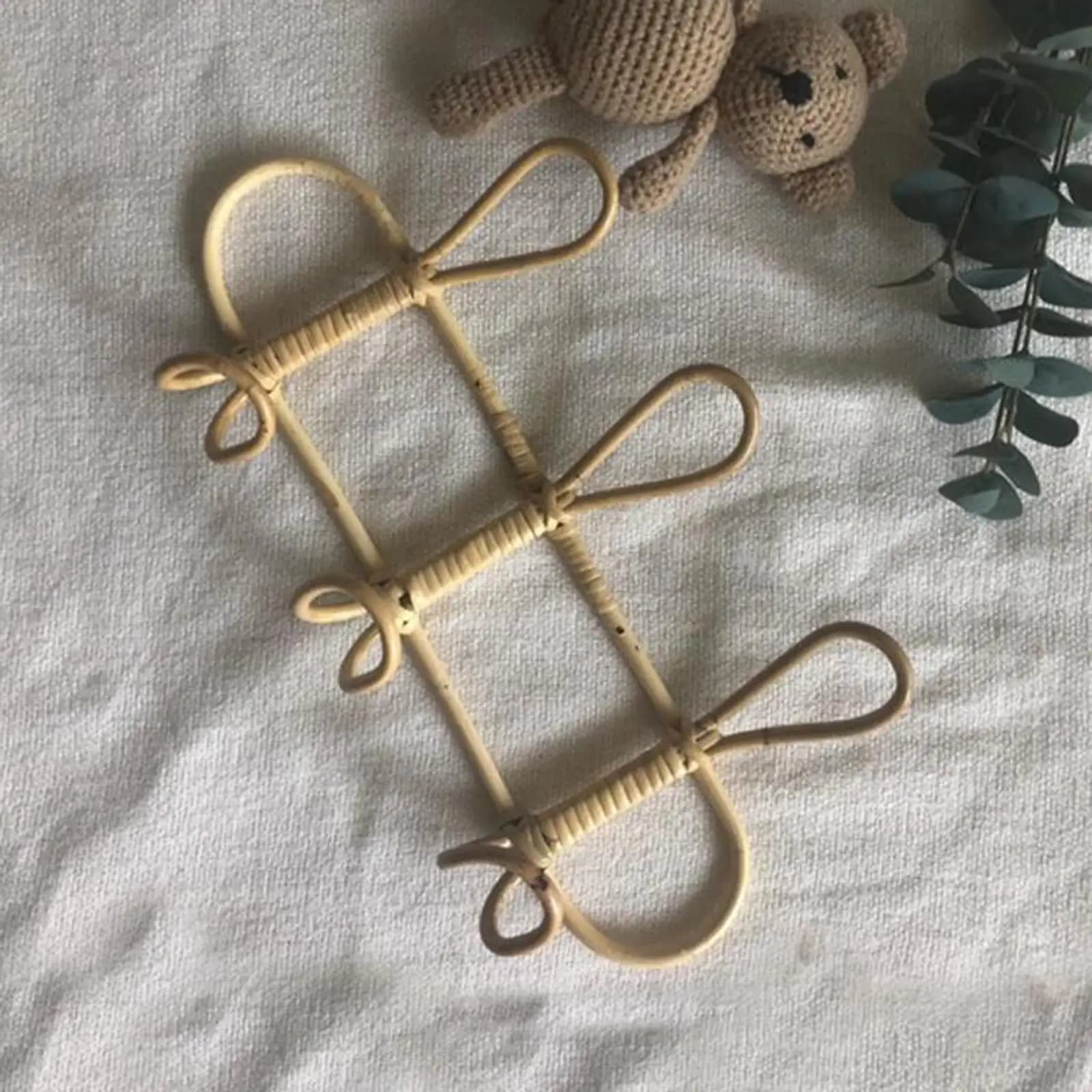 Large Rattan Wall Hooks Clothes Hat Hanging Hook Handwoven Crochet Cloth Holder
