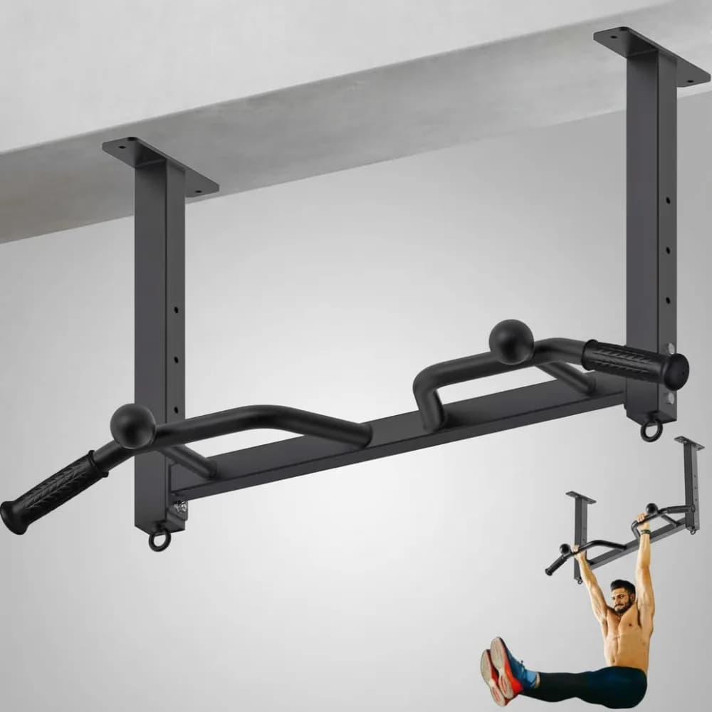 32 Inch Heavy Duty Ceiling Bar - Adjustable Home Gym System with Boxing Bag Hook and Resistance Bands