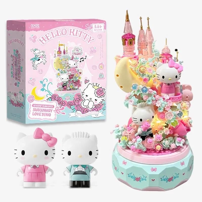 Wonder Moon Sanrio Carillon HelloKitty Assemblaggio Rotante Octopath Box Puzzle Toy Girl Gift Confezione regalo squisita