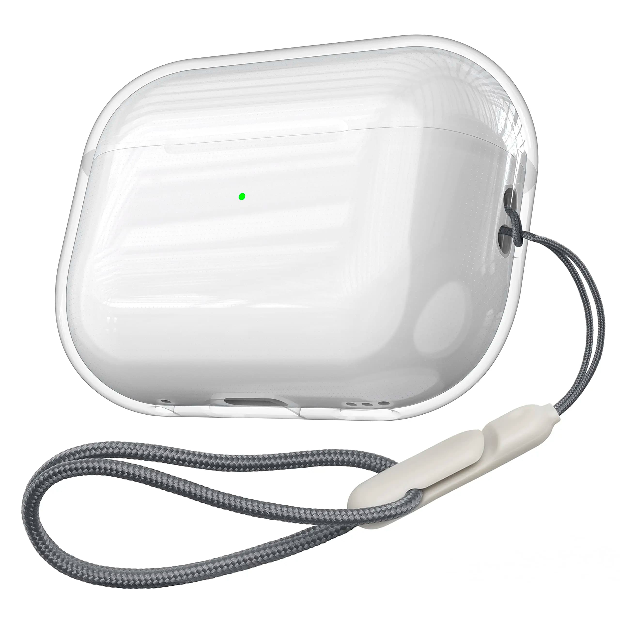 Custodia trasparente compatibile con AirPods Pro 4 3 2 1, cover protettiva in morbido TPU [Anti-ingiallimento] [Antiurto] con cordino