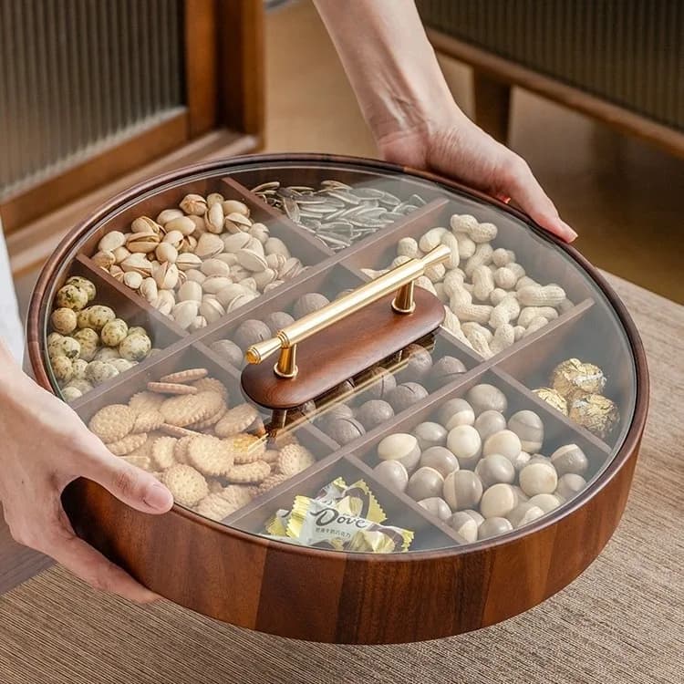 Scatola portaoggetti in legno con nove scomparti, organizer per armadio, per frutta, semi, frutta secca, noci, uso domestico