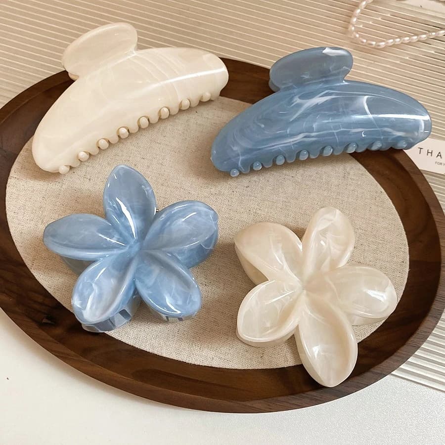 Fermagli per capelli a forma di granchio floreale, fermagli a pinza a forma di squalo in plastica, fermagli a forcina, accessori per capelli da spiaggia, stile coreano e hawaiano, alla moda, per ragazze e donne.