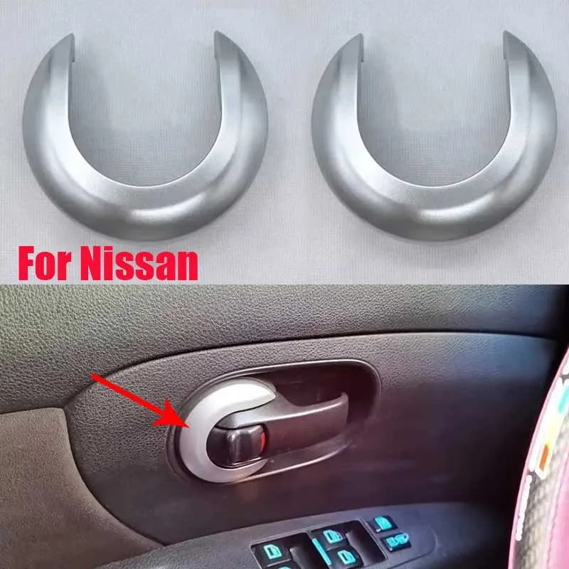 2X Auto Interni Maniglia Della Porta Copertura Trim Decorativo Maniglia Interna Escutcheon Per Nissan Tiida 2005 2006 2007-2010 1.6 LIVINA NV200