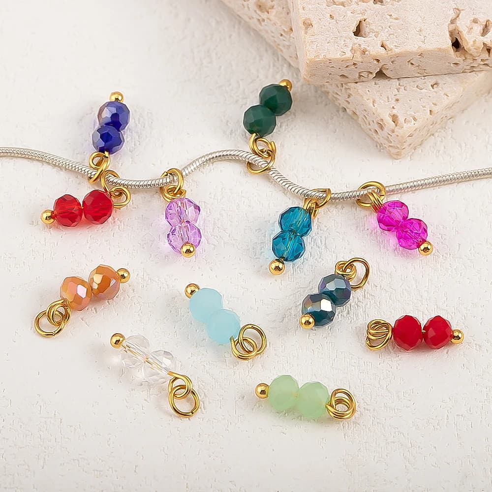 5 pezzi di vetro colorato con doppia perla orecchini pendenti da donna fai da te fatti a mano collana braccialetto creazione di gioielli accessori