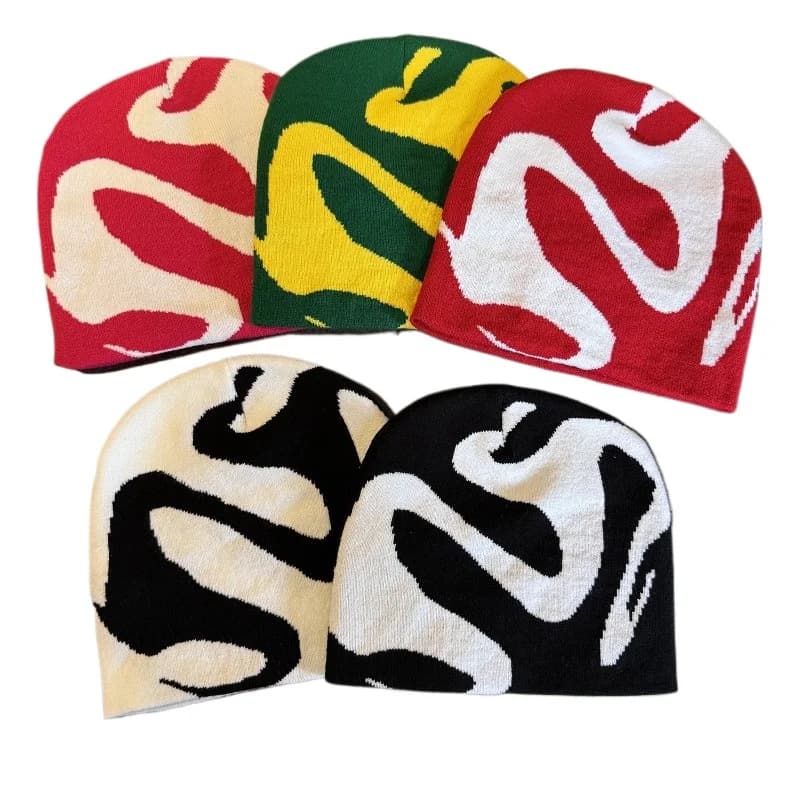 Cappello Invernale Colorato Casual alla Moda, Berretto Lavorato a Maglia con Motivi Jacquard, Antivento e Caldo