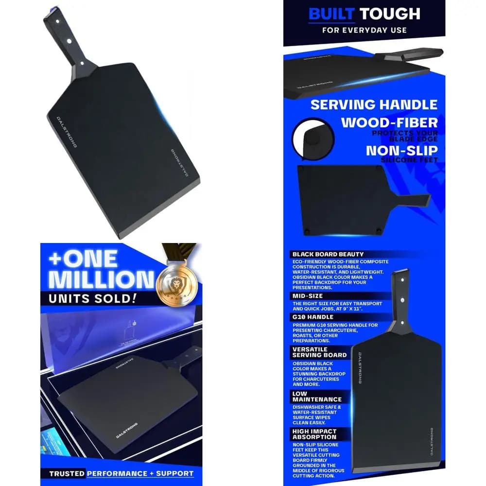 Gift-Worthy cutter in black wood and fiber with anti-slip base, Infinity series, G10 handle, medium, 9x11 inches