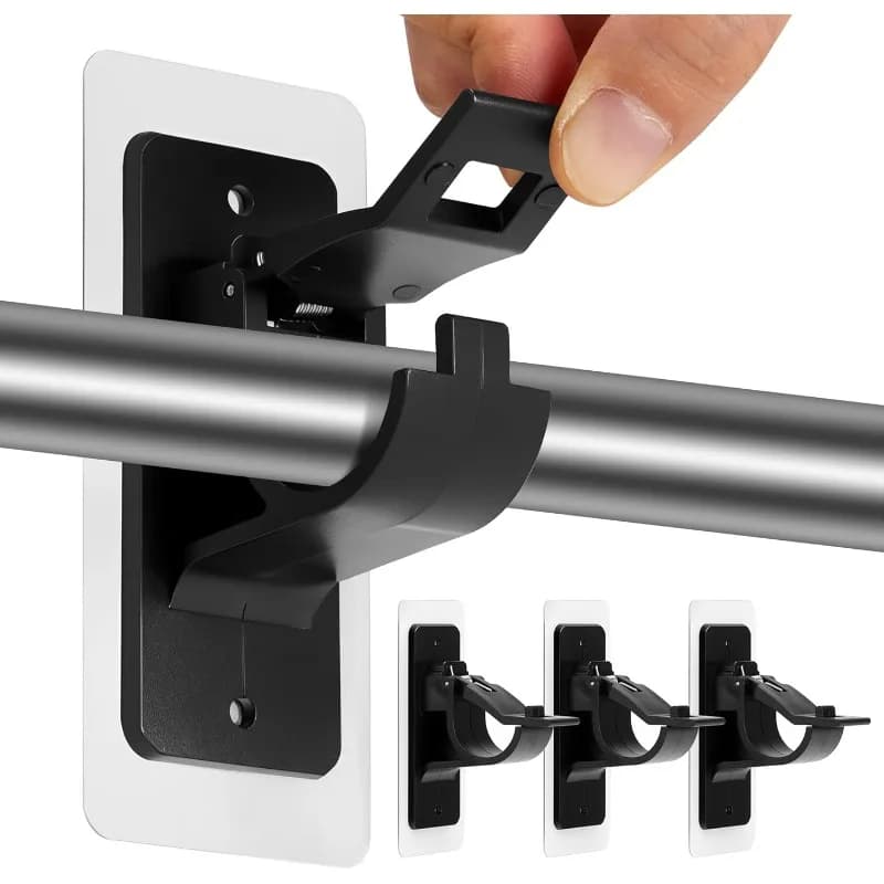 4 pezzi per camera da letto, bagno, staffe per aste per tende senza trapano, grucce per tende, supporto per aste per tende regolabile senza chiodi