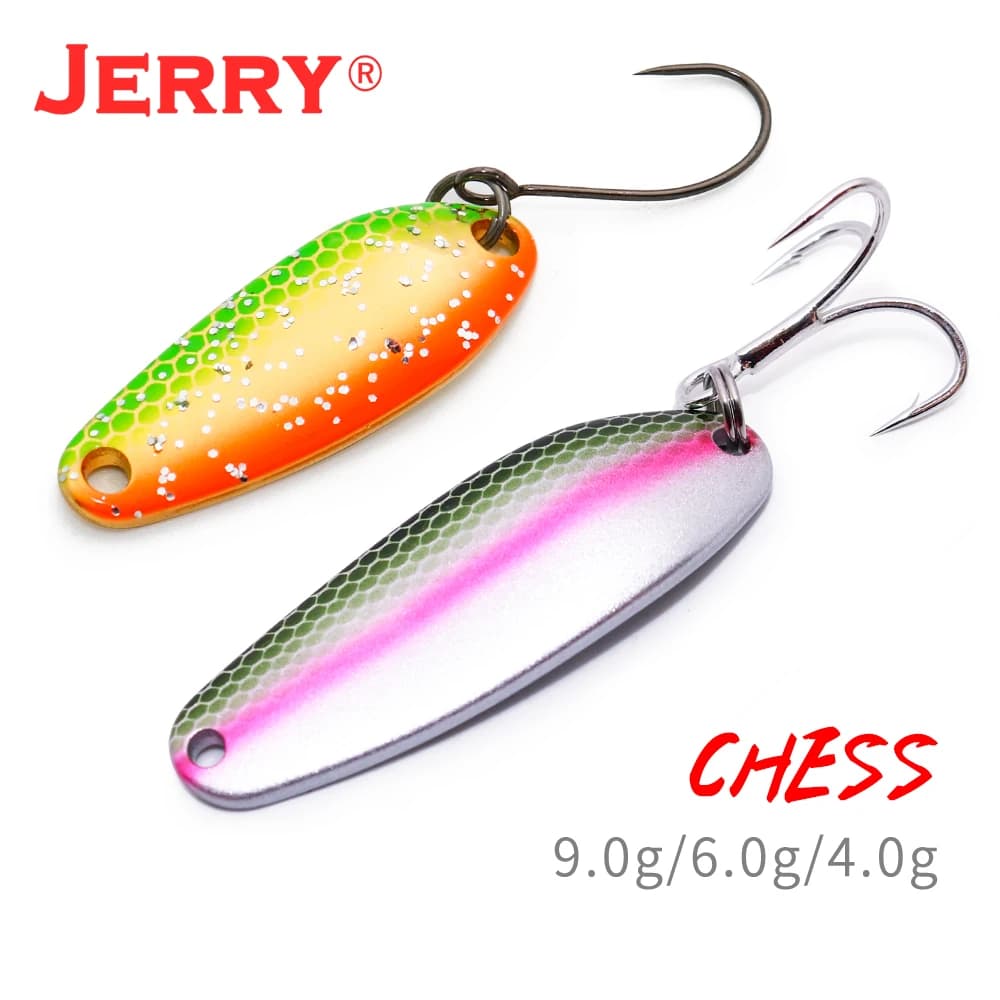 Jerry Scacchi Wobbler Richiamo di Pesca Artificiale Cucchiaio di Metallo Esche Colore Della Miscela Spinner Cucchiaio Traina Esche Per Trota Spigola