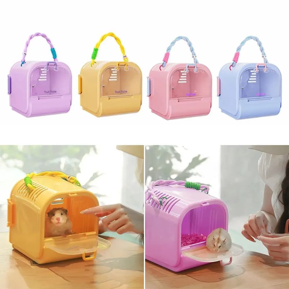 Gabbia porta criceti in plastica traspirante, grande spazio, custodia per criceti, portatile, visibile, per piccoli animali domestici, gabbia ventilata, porcellini d'India