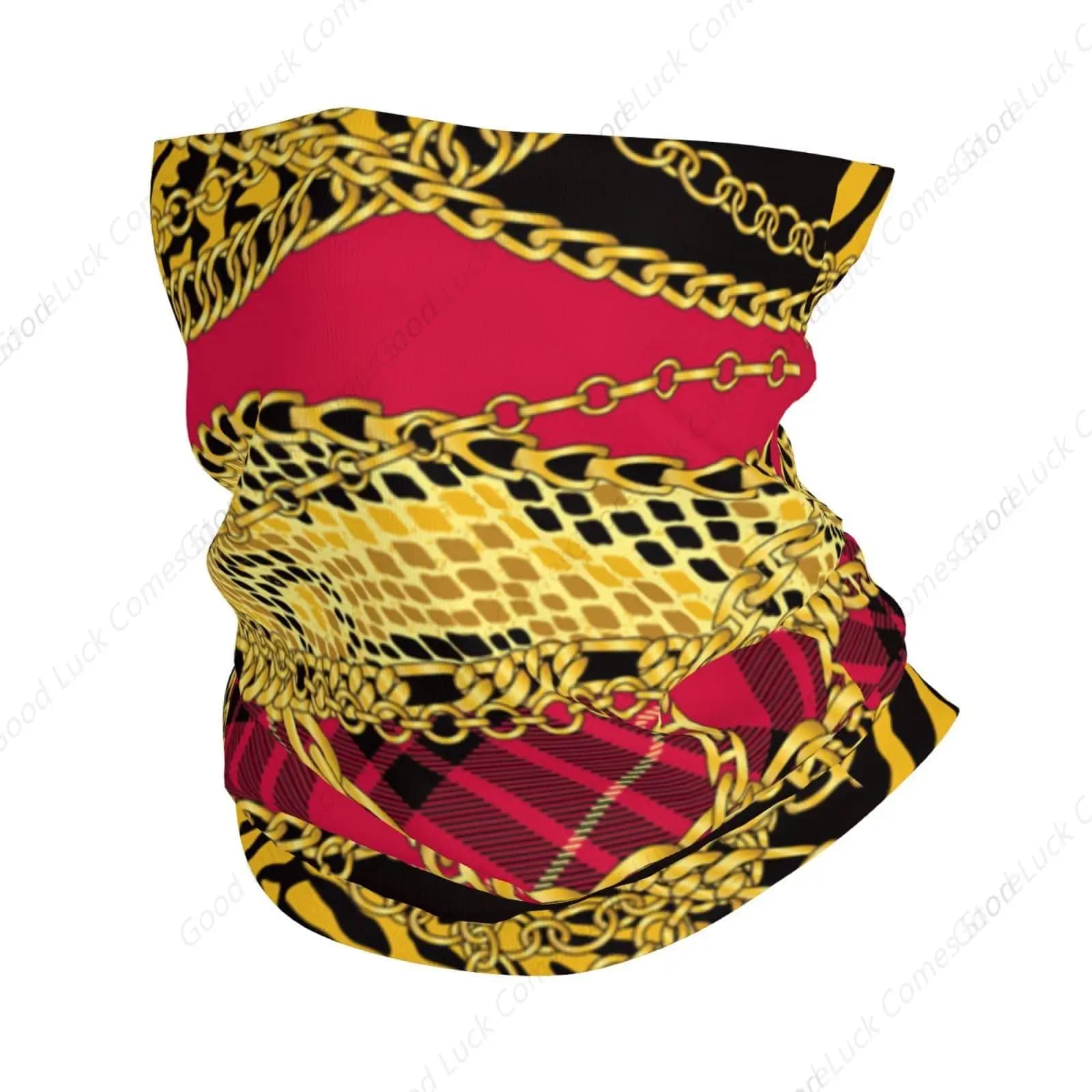 Ghetta per il collo Sciarpa Bandane Maschera per il viso Protezione solare Fasce Passamontagna, Catene dorate Pelle di serpente leopardo Tartan scozzese