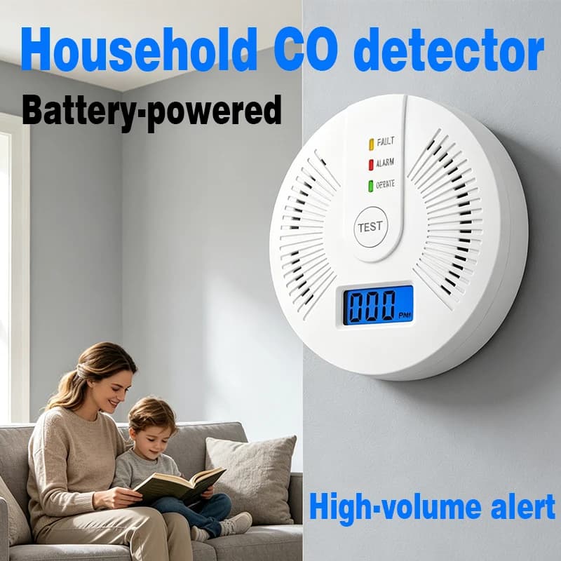 Independent Carbon Monoxide Gas Detector LCD Display Carbon Monoxide Warning Sensor Household Safety Device Sound and Light Alar