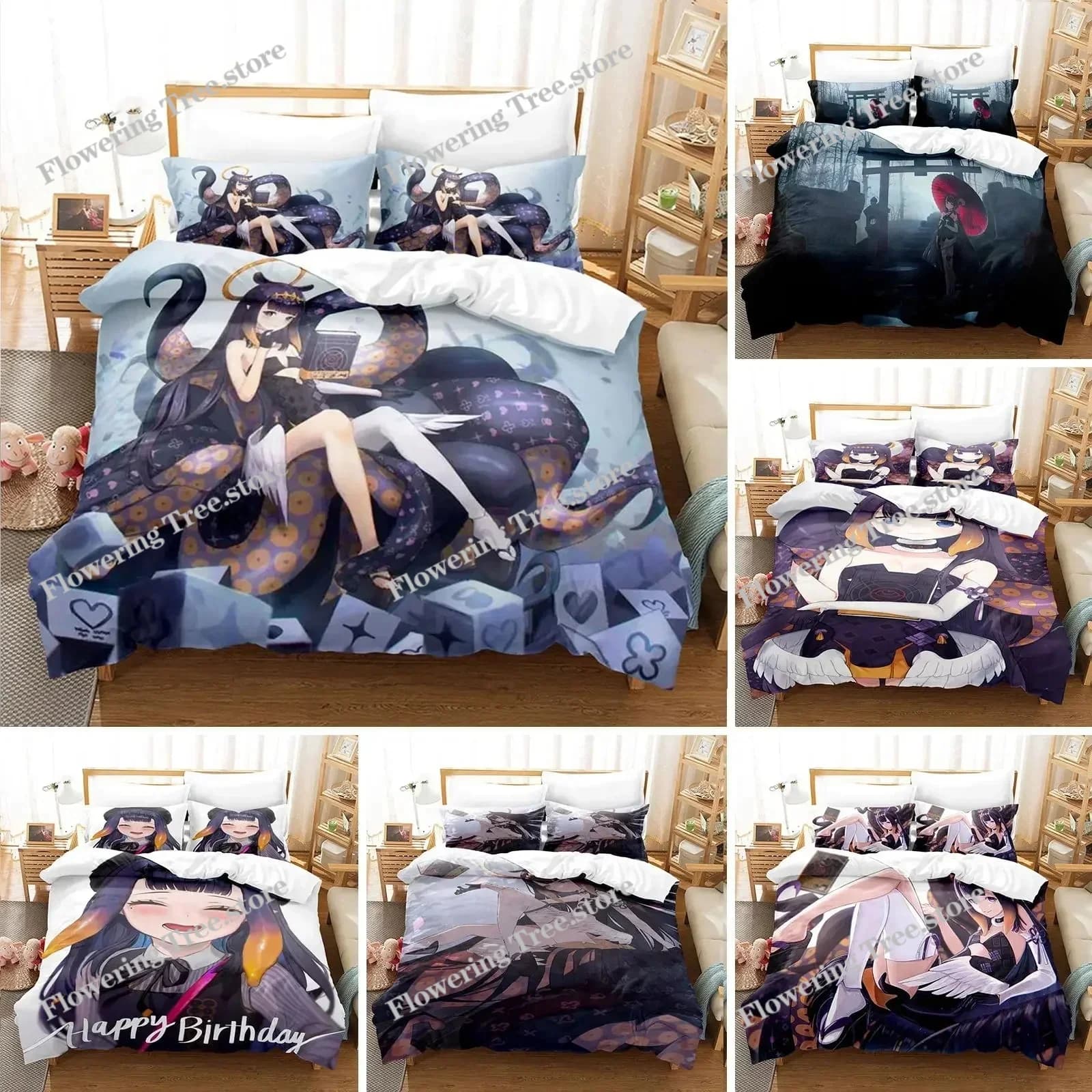 3D Printed Ninomae Inanis holoEN Duvet Cover Anime Bedding Set Double Twin Full Queen King Adult Kids Bedclothes Quilt Cover