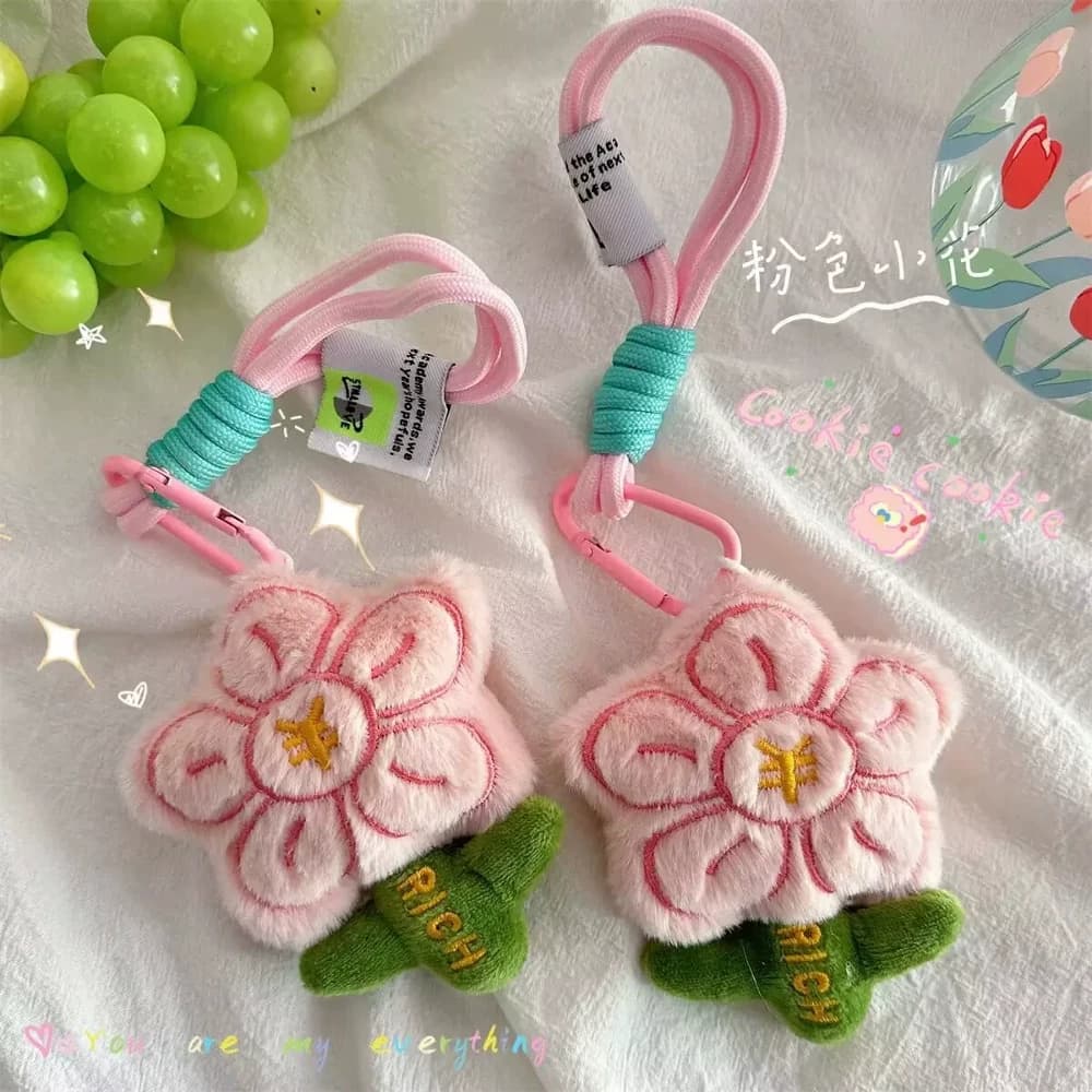 Portachiavi Rosa Fatto a Mano con Sakura, Ciondolo Carino Kawaii a Forma di Fiore e Foglia, Charm per Borsa, Regalo con Significato: Ti Aspetto per Spendere Soldi