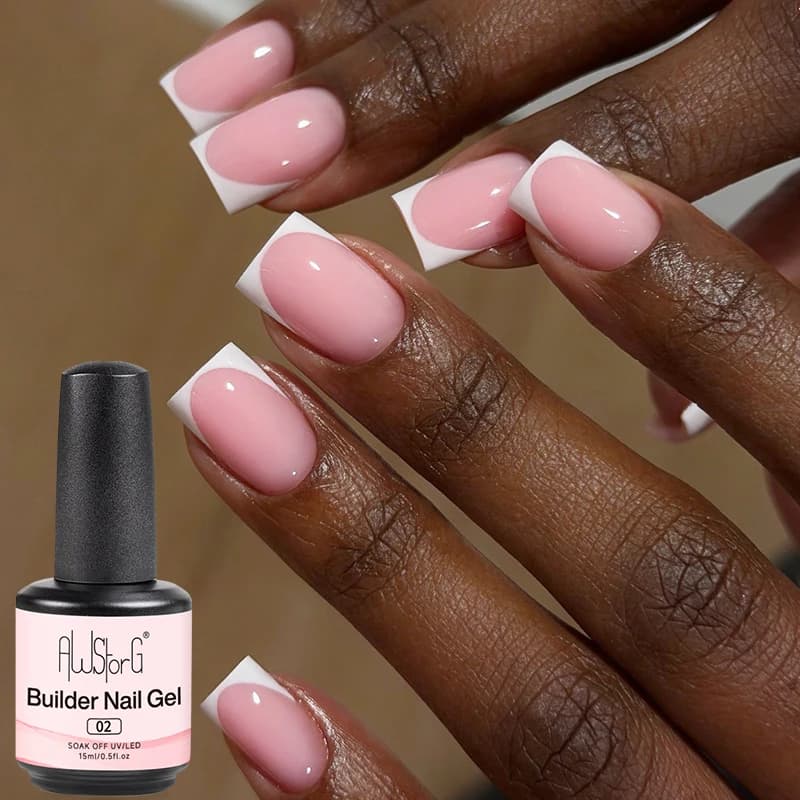 AWStorG Gel per estensione unghie rosa 15ML, gel costruttore in bottiglia, base in gomma semipermanente autolivellante, gel UV per ricostruzione unghie