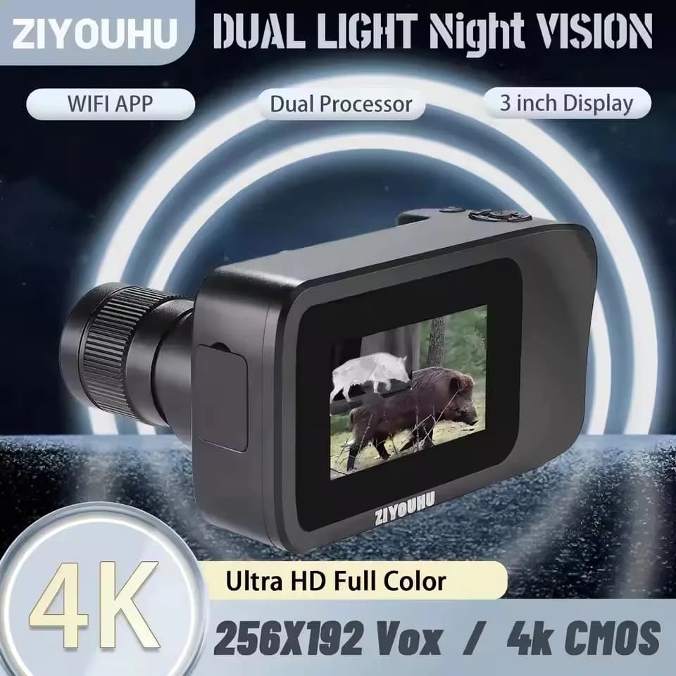 Videocamera per imaging termico 4K Ultra HD Visione notturna a colori a doppia luce con schermo per finestra da 3 pollici per osservati di ricerca notturna