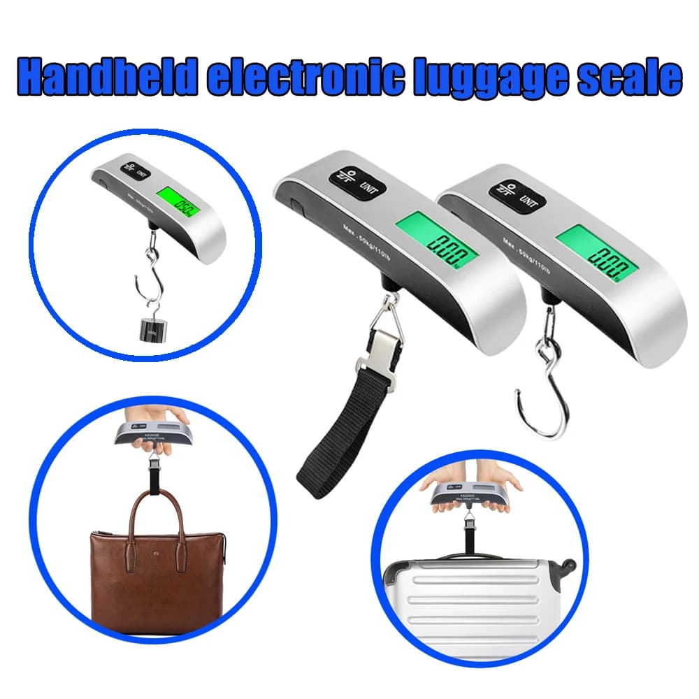 Bilancia Digitale per Bagagli 110lb 50kg, Bilancia Portatile da Viaggio per Valigie con Display LCD