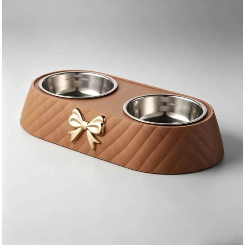 Stainless Steel Double Pet Food Water Bowls Bowtie Design Anti-slip Non-slip Base Feeder for Cats Dogs Small Animals