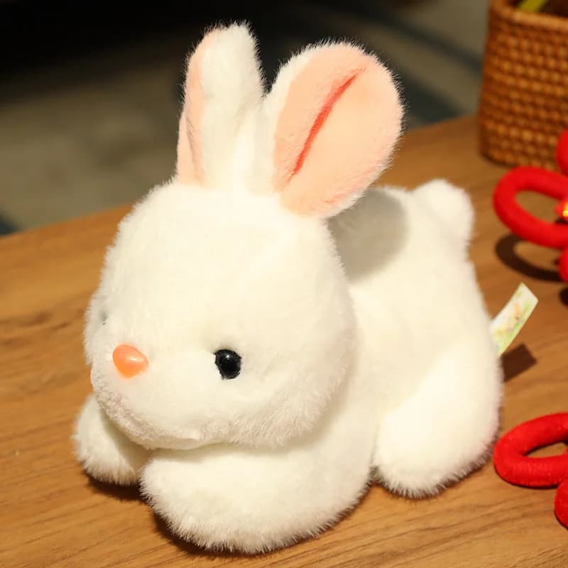 Coniglio di peluche generico, carino e morbido, simulazione di coniglio bianco e rosso, giocattolo per bambini, regalo ideale per il Festival di Metà Autunno