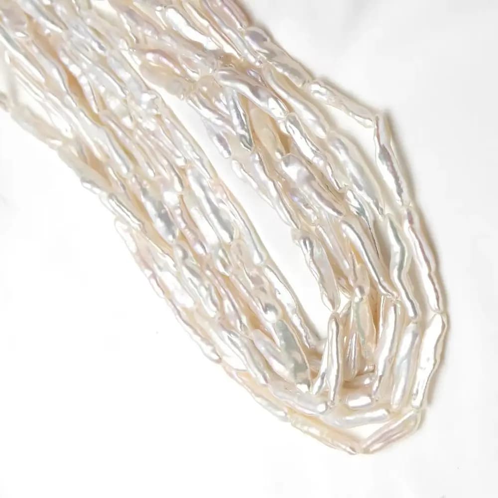 1 Filo di Perle Naturali d'Acqua Dolce Bianche a Forma di Pipa 5x6mm-20x25mm a Forma di Stuzzicadenti per Collane, Bracciali e Orecchini Fai-da-Te