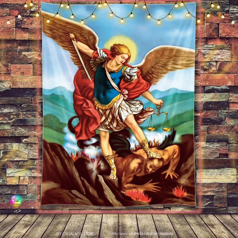 Jesus Virgin Mary Tapestry Home Decorative Angel Aesthetic Accessory Bohemian Wall Hanging Decoration Christ Room Decor
