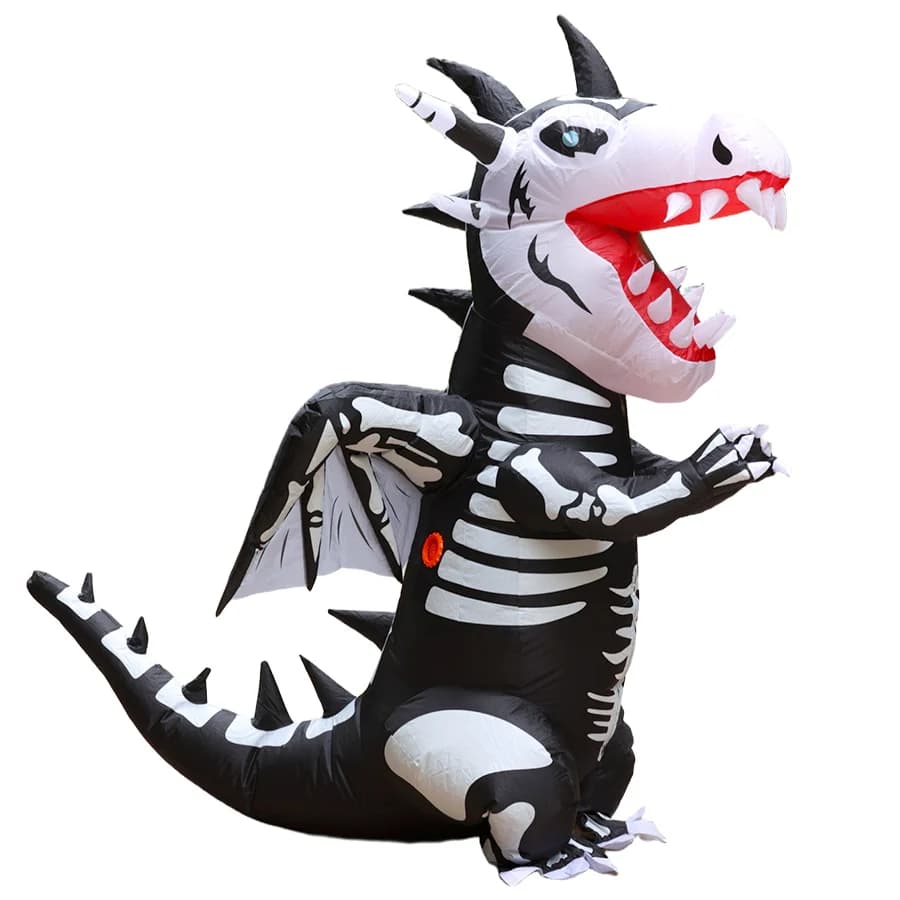 Costume Gonfiabile da Dinosauro per Adulti, Travestimento da Scheletro Fantasma per Halloween
