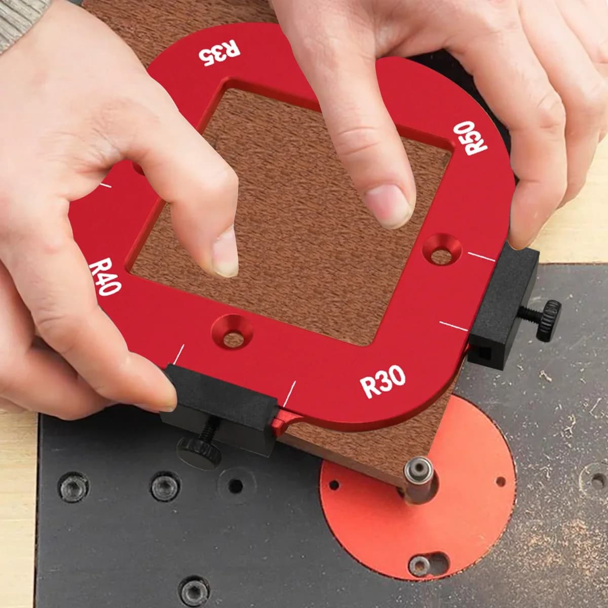Modello di posizionamento dell'angolo dell'arco 4 in 1, modello per raggio angolare del router, maschera per punte di posizionamento per maschera angolare per la lavorazione del legno