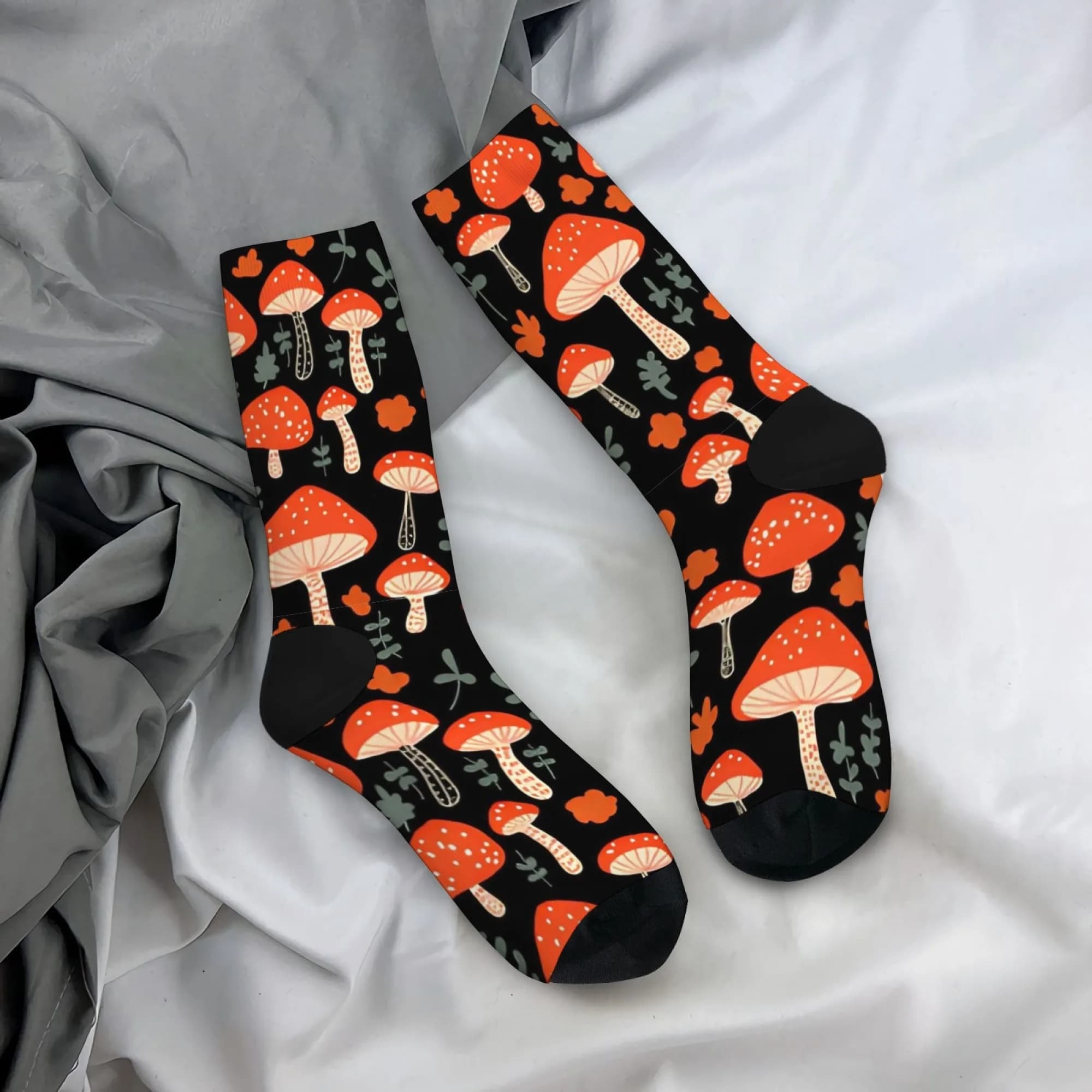 Calzini da uomo con motivo a forma di fungo, carino e divertente, comodi, traspiranti, casual, unisex, personalizzati, per sport e fitness, regali