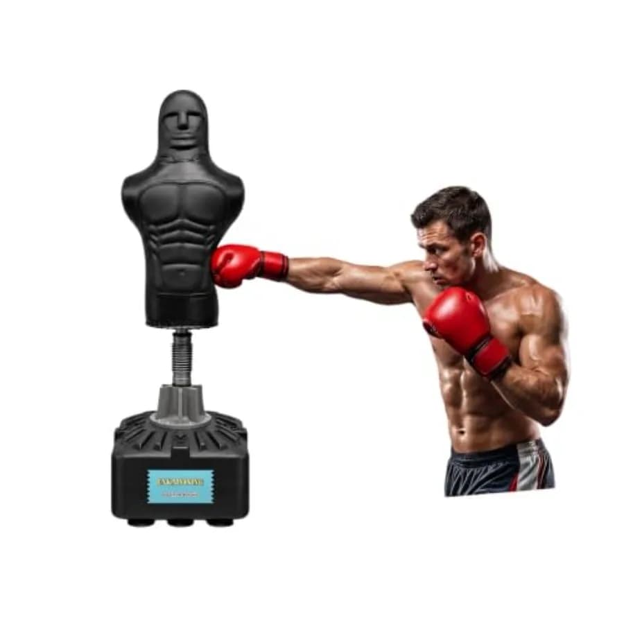 Free Standing Human Punching Dummy Bag for Home Training, PVC Material, Black, Fillable with Water or Sand for Stability