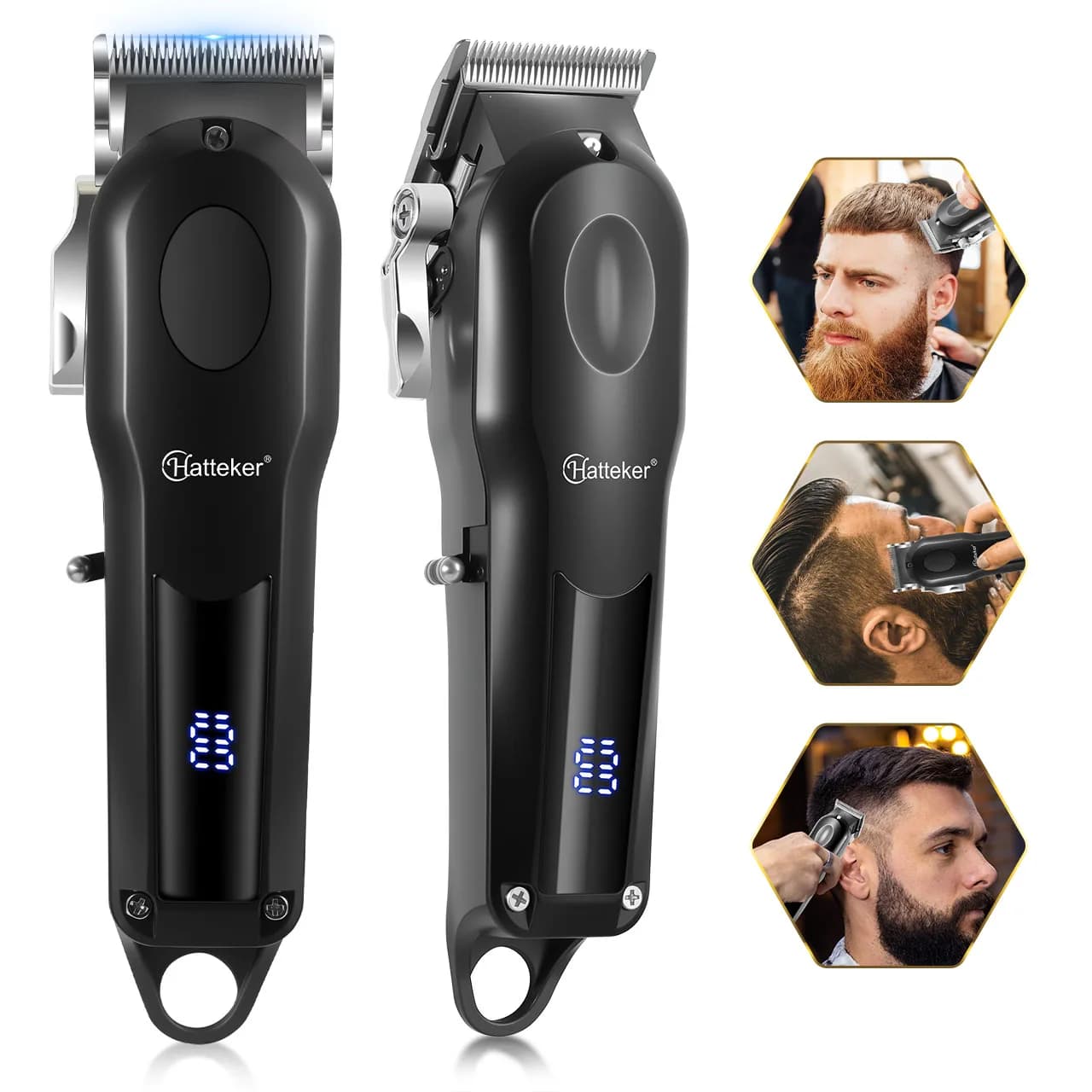 Hatteker Electric Hair Clipper for Home and Salon Digital Display Trimmer with Multiple Adjustable Speed Setting
