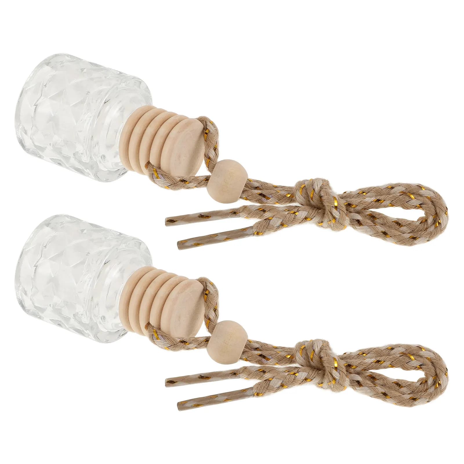 2 Hair Diffusers for Hanging Cars, Glass Rechargeable Bottles for Essential Oils, Luxurious Perfumer for Vehicles