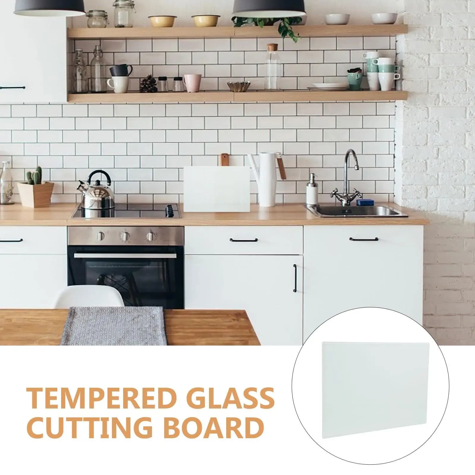 28x20 tempered glass cutter, non-slip, transparent, for kitchen use, smooth worktop in glass.