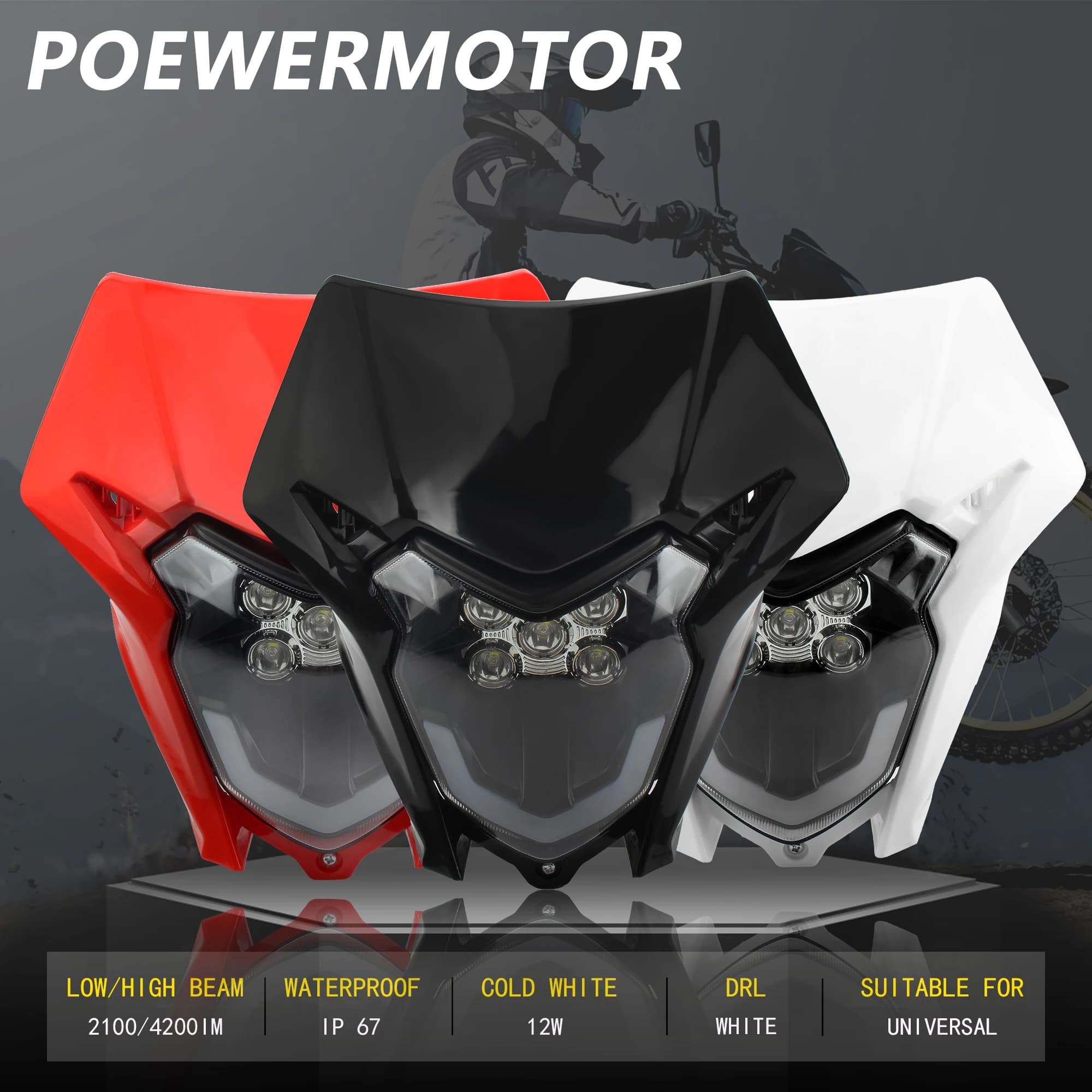Faro LED per moto Faro universale per Honda CRF 150 230 250 300 450 Accessori per fari universali Motocross Dirt Bike