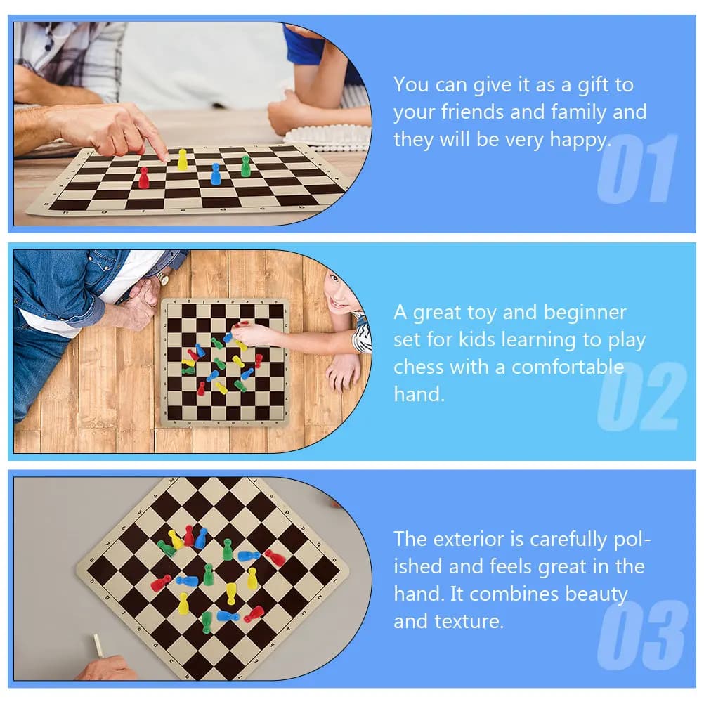 Set di 48 Pezzi per Scacchi in Legno a Forma Umana, Gioco da Tavolo per Bambini, Set di Ricambio per Imparare a Giocare a Scacchi, Lisci e Lucidi