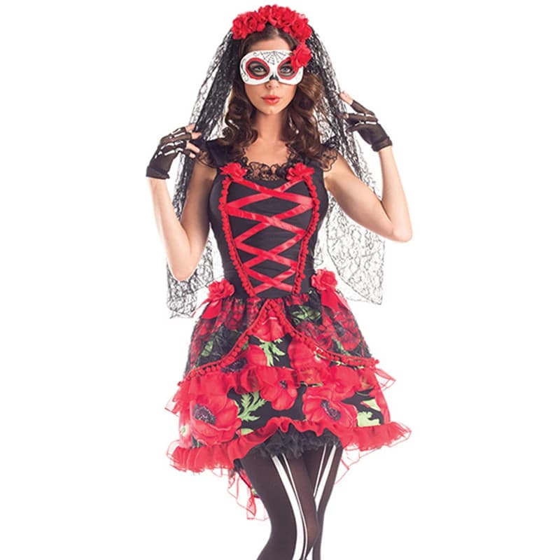 Carnevale Halloween cadavere sposa teschio scheletro osso Costume messicano giorno dei morti vestito Cosplay Fancy Party Dress