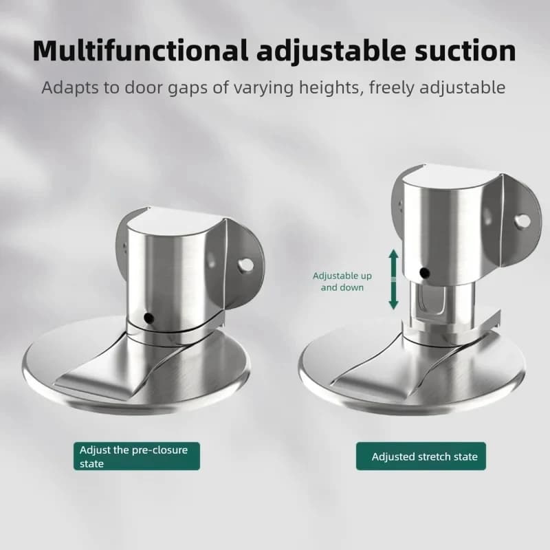 Fermaporta Magnetico Invisibile Regolabile Senza Foratura in Acciaio Inossidabile - Accessorio Anticollisione per la Sicurezza Domestica per Pavimenti del Bagno