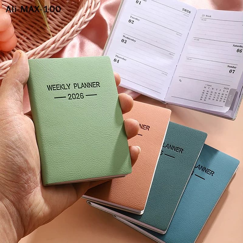 【MA3】Agenda 2026 in Inglese Formato A7, Mini Planner Tascabile, Sottile Calendario Settimanale
