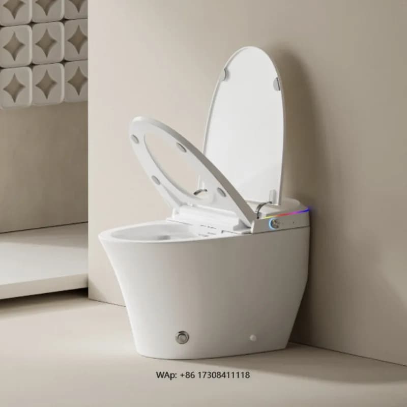 Smart Ceramic Toilet with Siphon Shoe and Foot Sensor, AI Multifunction Control, for Hotel