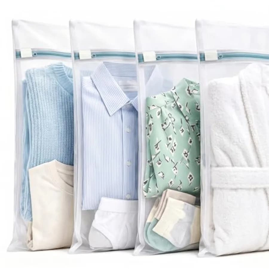 4 Pack Mesh Laundry Bags for Delicates, Medium 12"x16" Wash Bags for Laundry, Durable Honeycomb Mesh Laundry Wash Bag with Auto