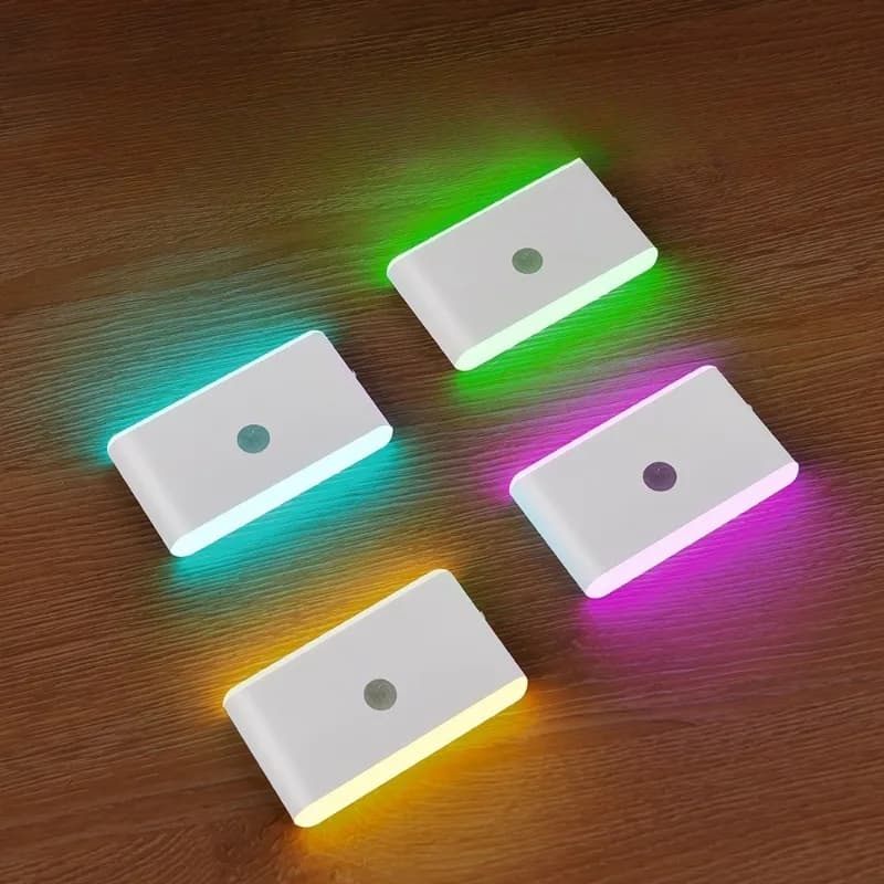 Luce LED con Sensore di Movimento Ricaricabile USB, Montaggio a Parete, Luce Notturna RGB per Corridoio, Ripostiglio, Cucina, Decorazione Casa