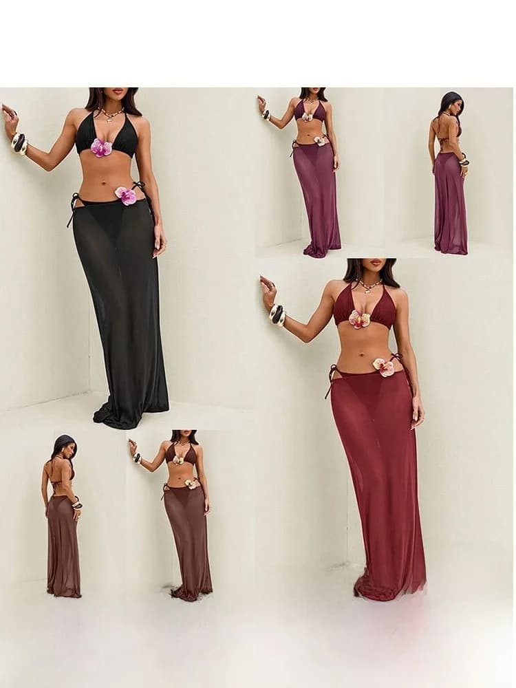 Costume da bagno floreale sexy monocolore da donna, protezione solare, modellante, casual, per surf, con imbottitura sul petto, senza ferretto.