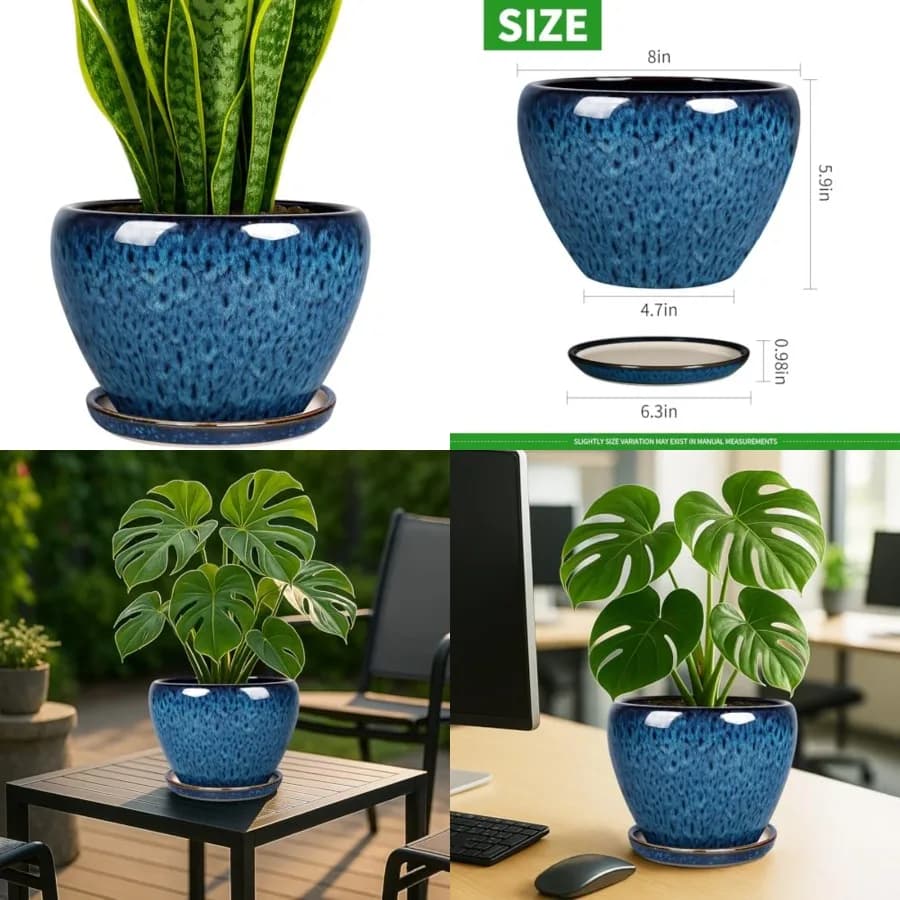 Vasi per piante - Vasi in ceramica per piante con foro di drenaggio e sottovaso, grande vaso per piante da esterno e decorazioni per la porta
