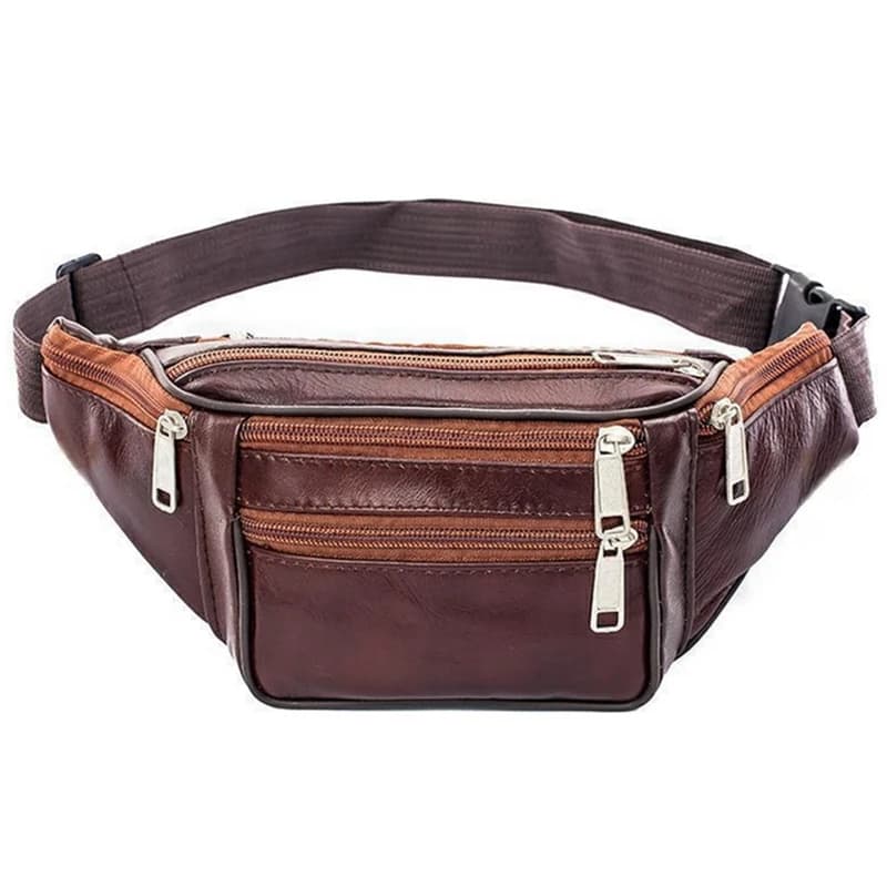 Men's Slim Leather Waist Bag for Outdoor Sports Pauch Male Small Running Waist Bags for Money Shoulder