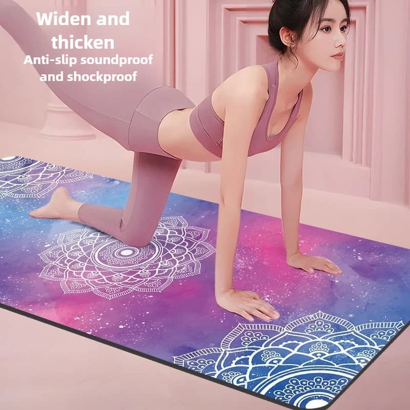 Professional oversize yoga mats - Extra 185 cm long anti-shock exercise mat with transport belt,