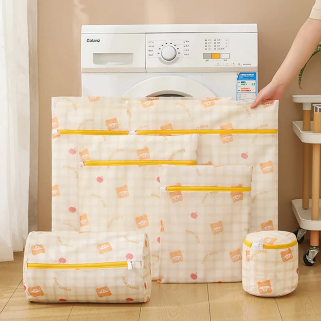 Washer Bags Anti-Group Network Fine with Print Bearing Carton Animated, Protective Bags Reusable for All Kinds of Garments
