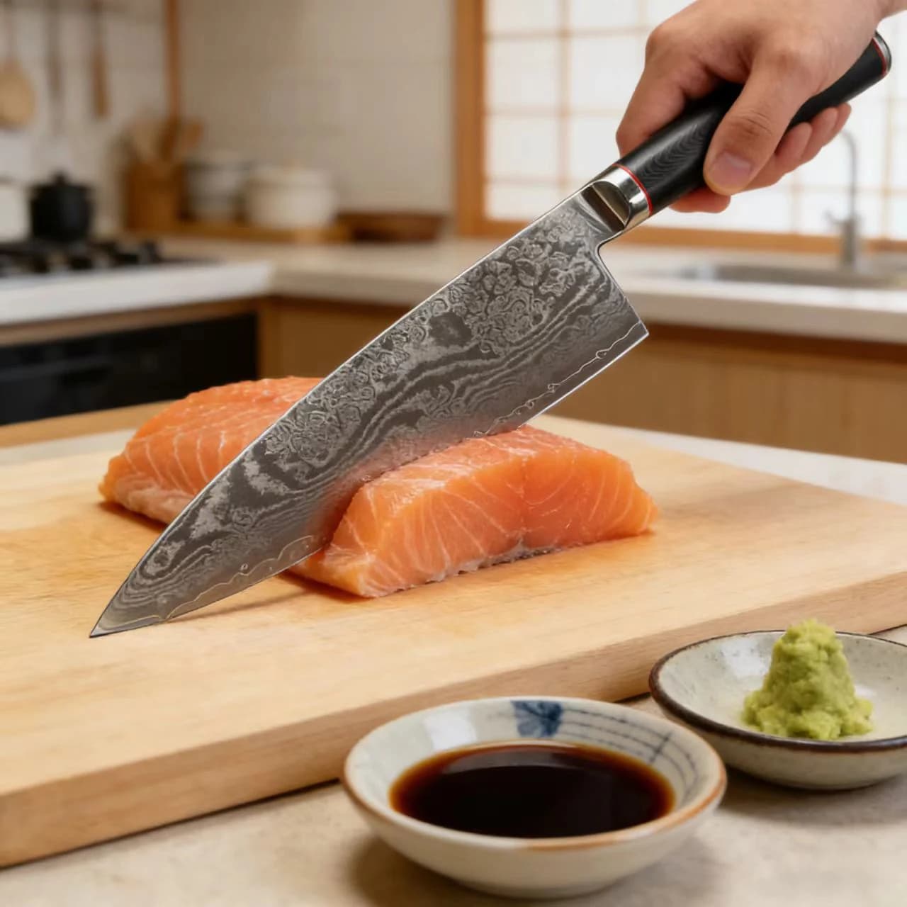 Japanese Kitchen Knife Gyutou 8 Steel Powder Damascus S35VN with Steel Knife G10, for Face Vegetables and Meat