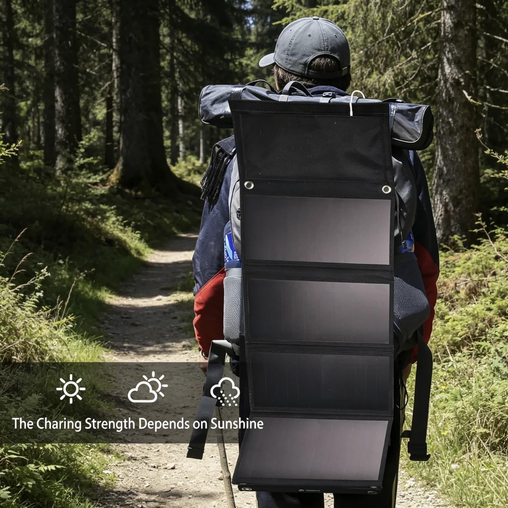 Pannello solare pieghevole da 28W, caricatore solare portatile con 2 porte USB (5V/4.8A totali) per la ricarica di dispositivi USB - iPhone, Android, campeggio, uso all'aperto