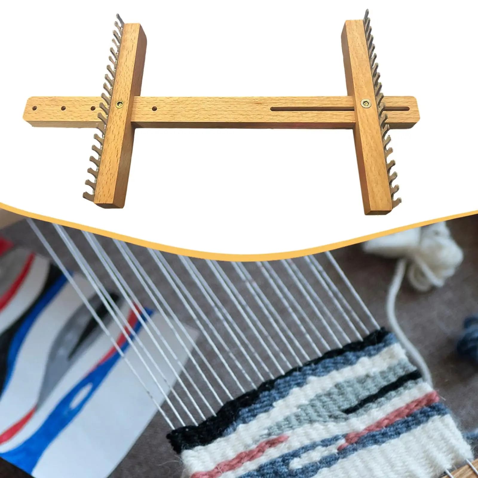 Adjustable Wooden Weaving Loom Beginner Craft Kit Small Handcraft Frame DIY Textile Loom for Tapestry Knitting Sewing